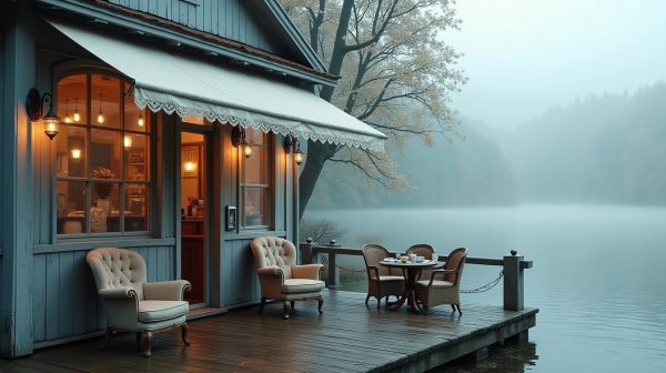 Salon de thé : le refuge des jours de pluie au bord du lac