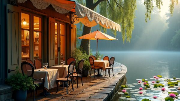 Salon de thé : le refuge des jours de pluie au bord du lac